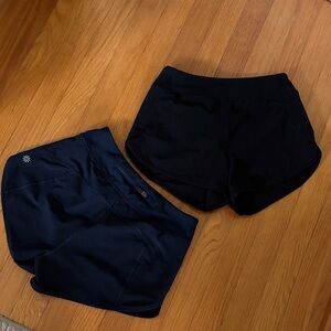 Athleta Girl run the world 3” shorts size S/7 lot of 2 pairs— black and navy